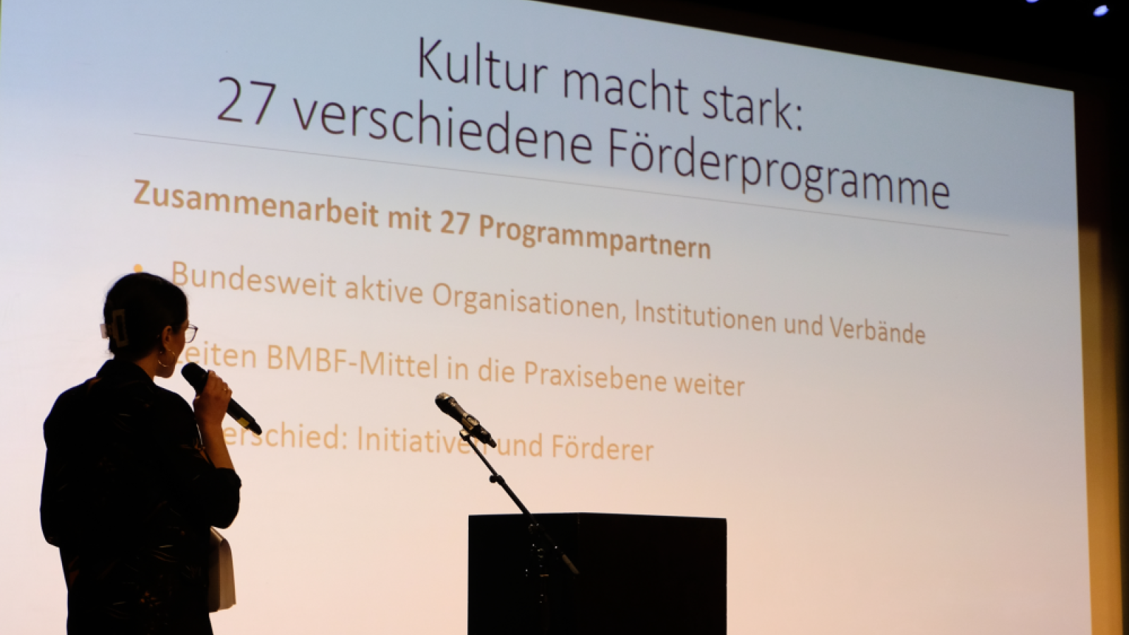 Das Fotos zeigt eine Präsentation des InfoPoint-Teams bei einer Veranstaltung.